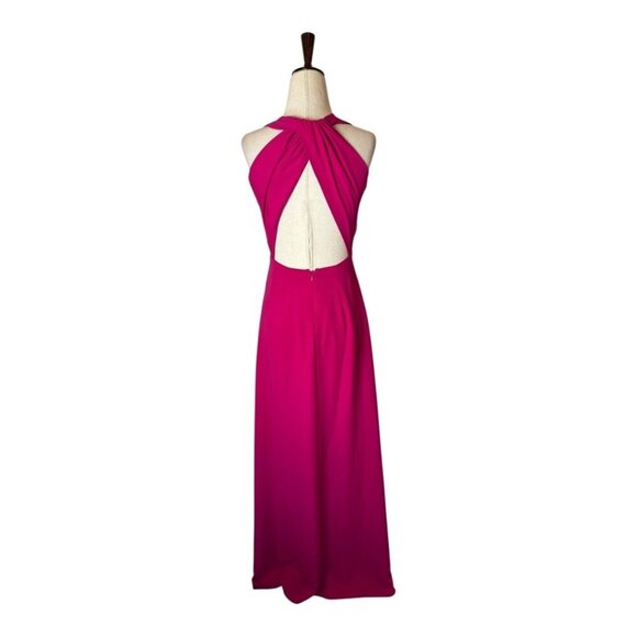 Jill Stuart Dress Women 0 Hot Pink V Neck Twisted Back Sleeveless Gown NWT Party - Picture 3 of 13